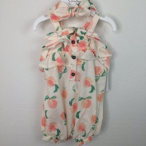 Jessica Simpson Baby Coverall Romper Set 3 to 6 Months Peaches Sleeveless